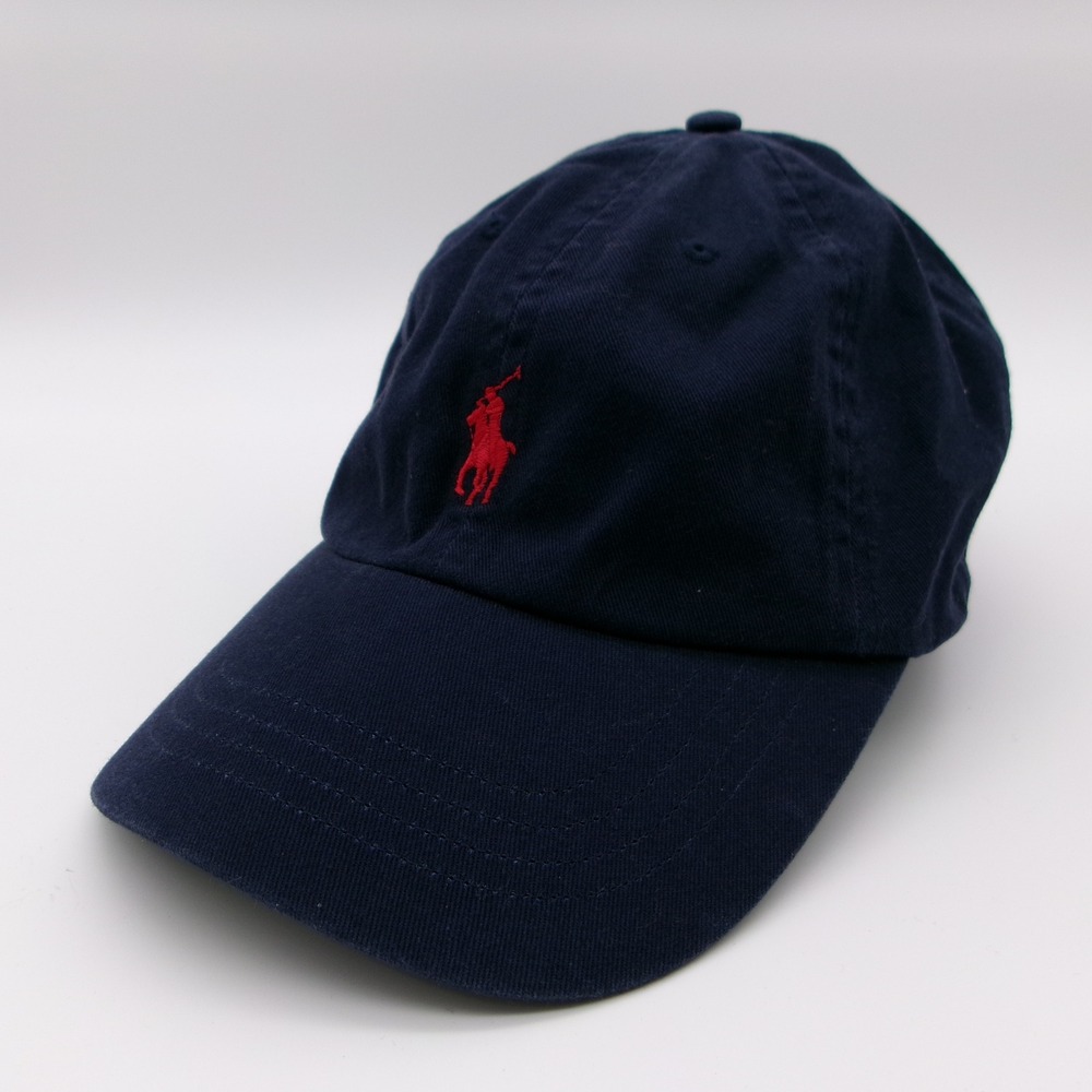 Polo Ralph Lauren Navy Blue Cotton Twill Baseball Cap Red Pony Logo One Size
